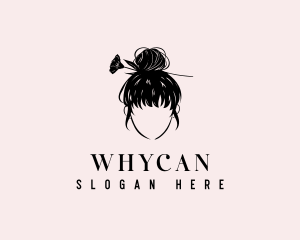 Keratin - Floral Woman Hair logo design