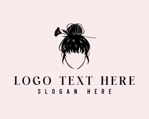 Blow Dryer - Floral Woman Hair logo design