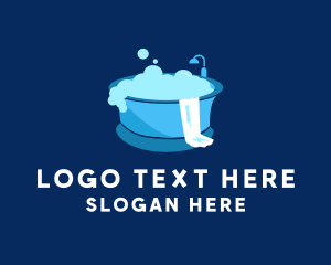 Washing - Blue Bathtub Cleaning logo design