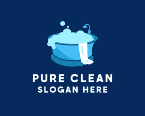 Blue Bathtub Cleaning  logo design