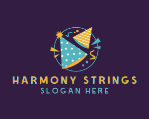 Strings - Birthday Party Hat logo design