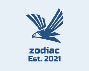 Tropical Bird - Blue Flying Eagle logo design