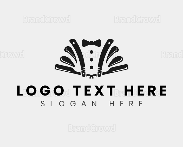 Barber Razor Tuxedo Logo