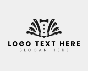 Barber Razor Tuxedo logo design