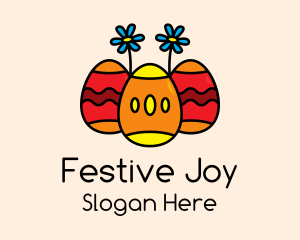 Festive Sunflower Easter Egg logo design