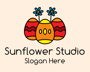 Sunflower - Festive Sunflower Easter Egg logo design