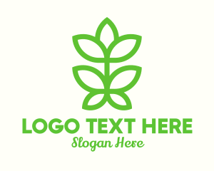 Earth - Green Plant Bud Monoline logo design