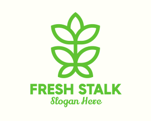 Stalk - Green Plant Bud Monoline logo design