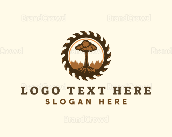 Woodwork Tree Sawmill Logo