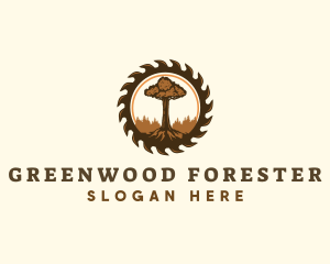 Woodwork Tree Sawmill logo design