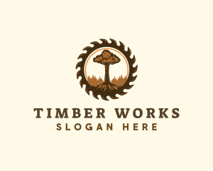 Woodwork Tree Sawmill logo design