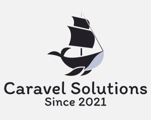 Caravel - Ship Humpback Whale logo design