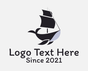 Caravel - Ship Humpback Whale logo design