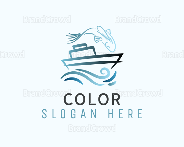 Blue Fishing Boat Logo