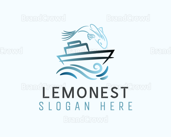 Blue Fishing Boat Logo
