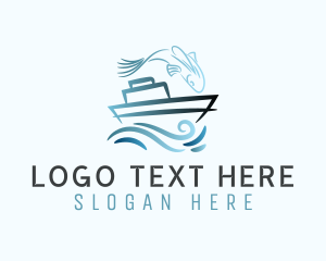 Import - Blue Fishing Boat logo design