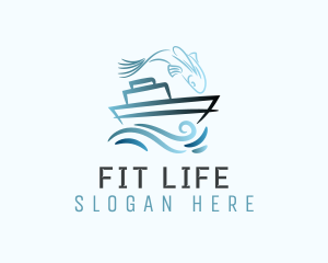 Seaman - Blue Fishing Boat logo design