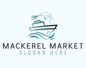 Mackerel - Blue Fishing Boat logo design