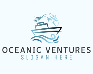 Blue Fishing Boat logo design