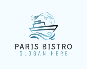 Blue Fishing Boat logo design