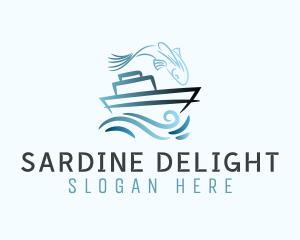 Blue Fishing Boat logo design