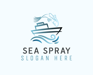 Blue Fishing Boat logo design