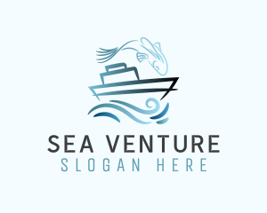 Blue Fishing Boat logo design