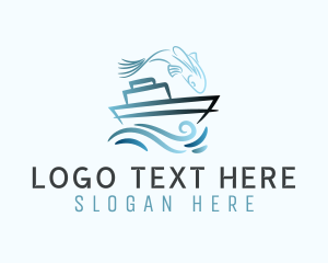 Blue Fishing Boat Logo