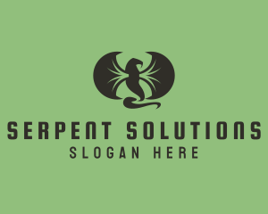 Serpent - Winged Serpent Reptile logo design