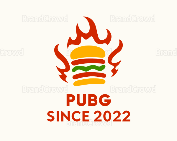 Fire Hamburger Fast Food Logo