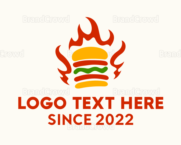 Fire Hamburger Fast Food Logo