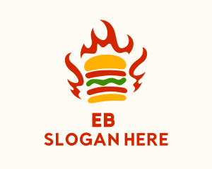 Fire Hamburger Fast Food  Logo