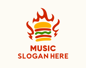 Fire Hamburger Fast Food  Logo