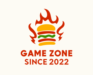 Street Food - Fire Hamburger Fast Food logo design