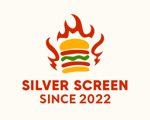 Snack - Fire Hamburger Fast Food logo design