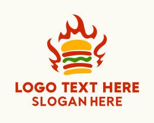 Fire Hamburger Fast Food  Logo