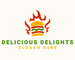 Fire Hamburger Fast Food  logo design