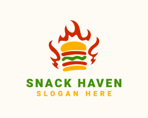 Fire Hamburger Fast Food  logo design