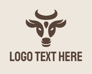 Farmer - Brown Cow Bull logo design