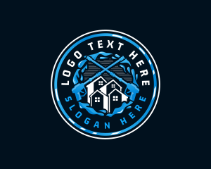 Emblem - Pressure Washer Cleaning House logo design