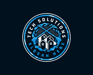 Pressure Washer Cleaning House Logo