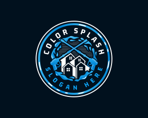 Pressure Washer Cleaning House logo design