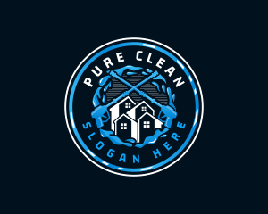 Pressure Washer Cleaning House logo design