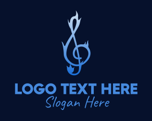 Melody - Blue Flaming G Clef logo design