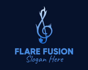 Blue Flaming G Clef logo design