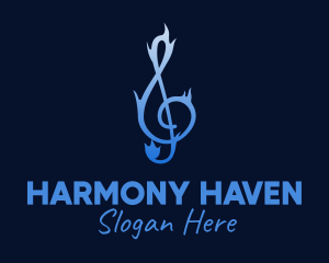 Symphony - Blue Flaming G Clef logo design