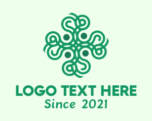Eucharist - Green Ornamental Cross logo design