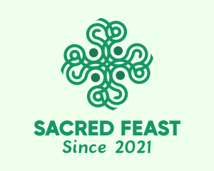 Eucharist - Green Ornamental Cross logo design