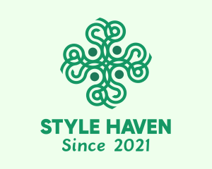 Ministry - Green Ornamental Cross logo design
