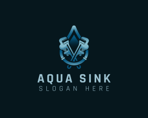 Sink - Droplet Wrench Plumber logo design